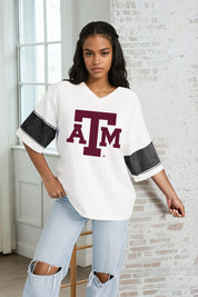 TEXAS A&M AGGIES DOMINANCE RHINESTONE STRIPE VARSITY TEE
