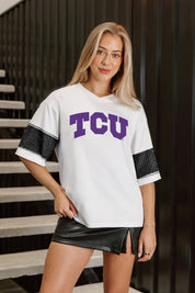TCU HORNED FROGS DOMINANCE RHINESTONE STRIPE VARSITY TEE