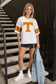TENNESSEE VOLUNTEERS DOMINANCE RHINESTONE STRIPE VARSITY TEE