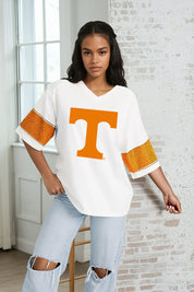 TENNESSEE VOLUNTEERS DOMINANCE RHINESTONE STRIPE VARSITY TEE