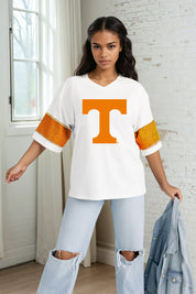 TENNESSEE VOLUNTEERS DOMINANCE RHINESTONE STRIPE VARSITY TEE