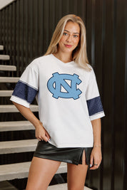NORTH CAROLINA TAR HEELS DOMINANCE RHINESTONE STRIPE VARSITY TEE