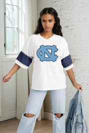 NORTH CAROLINA TAR HEELS DOMINANCE RHINESTONE STRIPE VARSITY TEE