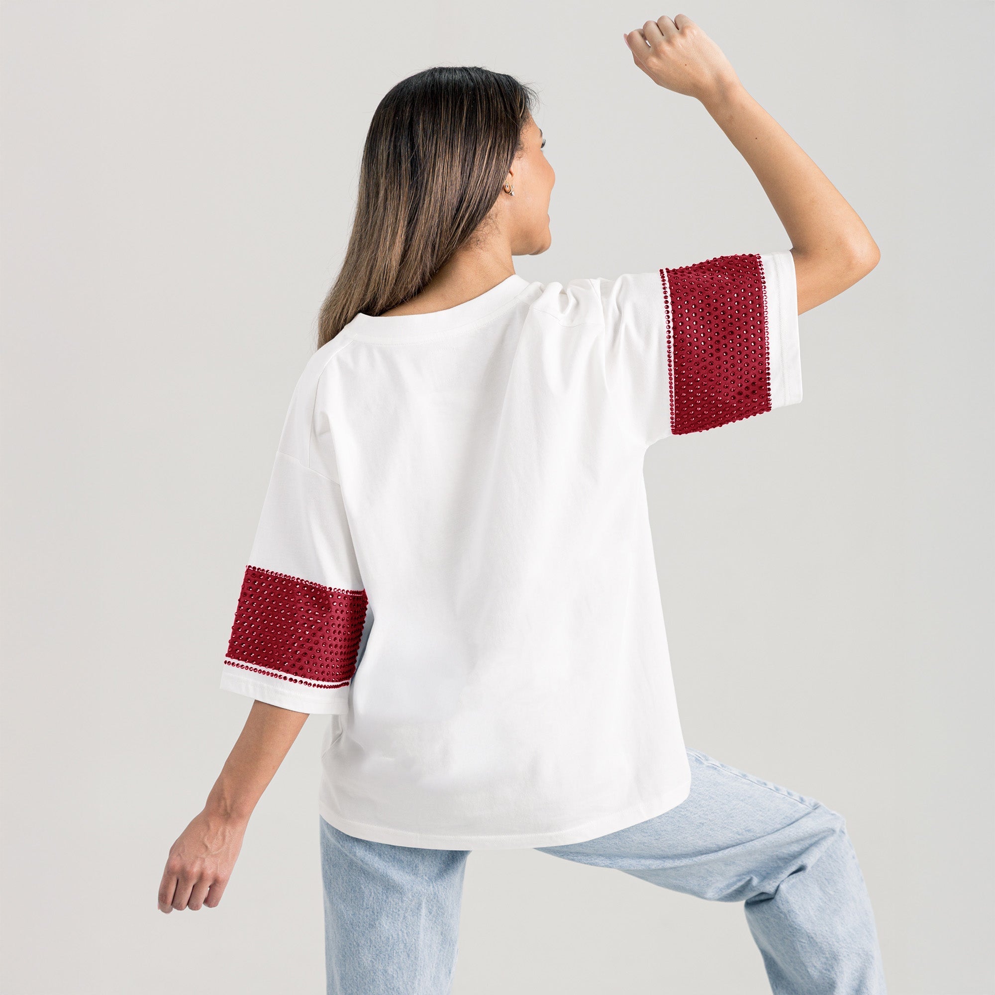 USC TROJANS DOMINANCE RHINESTONE STRIPE VARSITY TEE