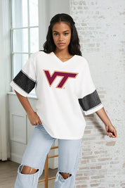 VIRGINIA TECH HOKIES DOMINANCE RHINESTONE STRIPE VARSITY TEE
