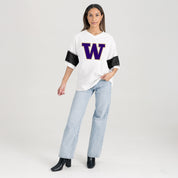 WASHINGTON HUSKIES DOMINANCE RHINESTONE STRIPE VARSITY TEE