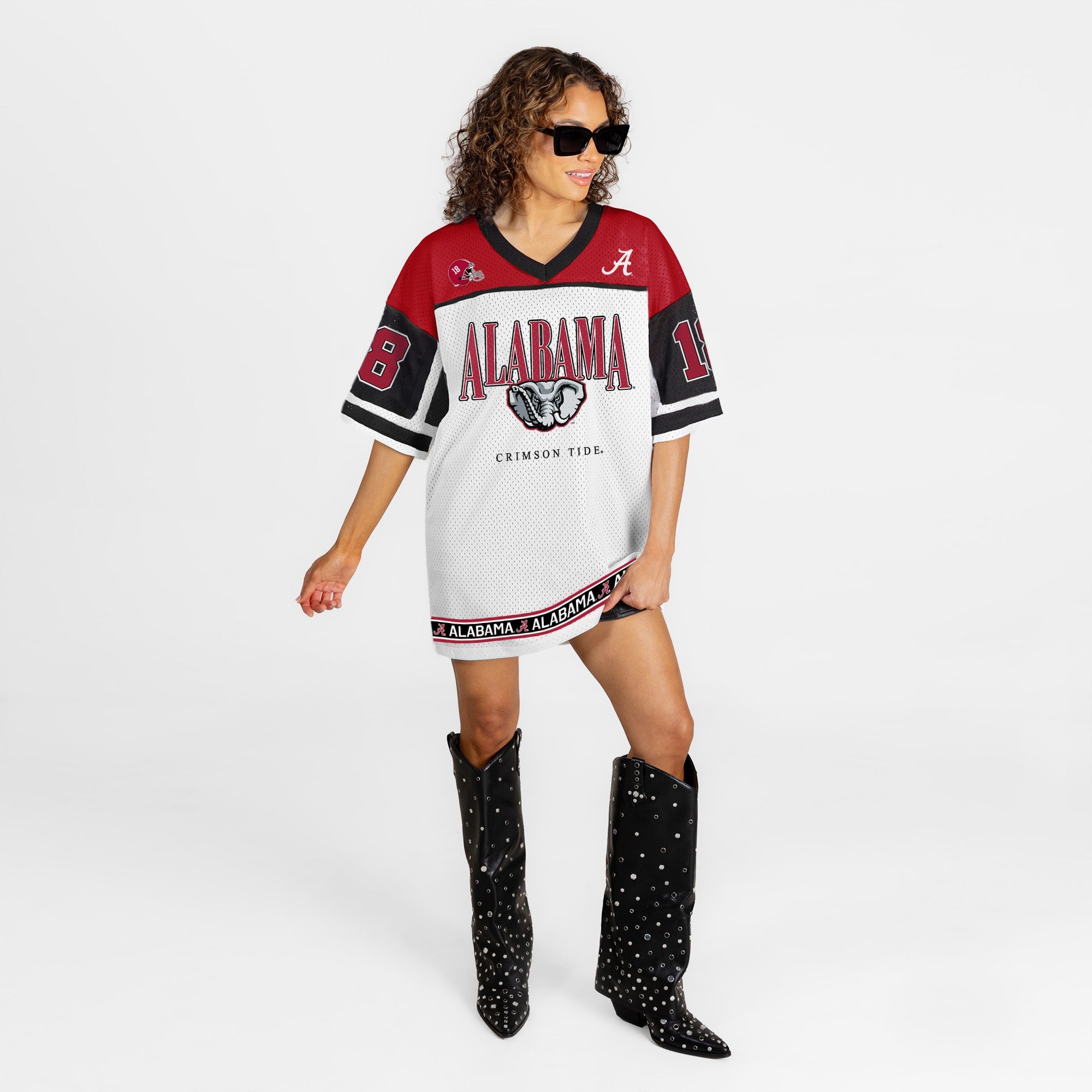 ALABAMA CRIMSON TIDE HUSTLE MODE V-NECK FASHION JERSEY DRESS