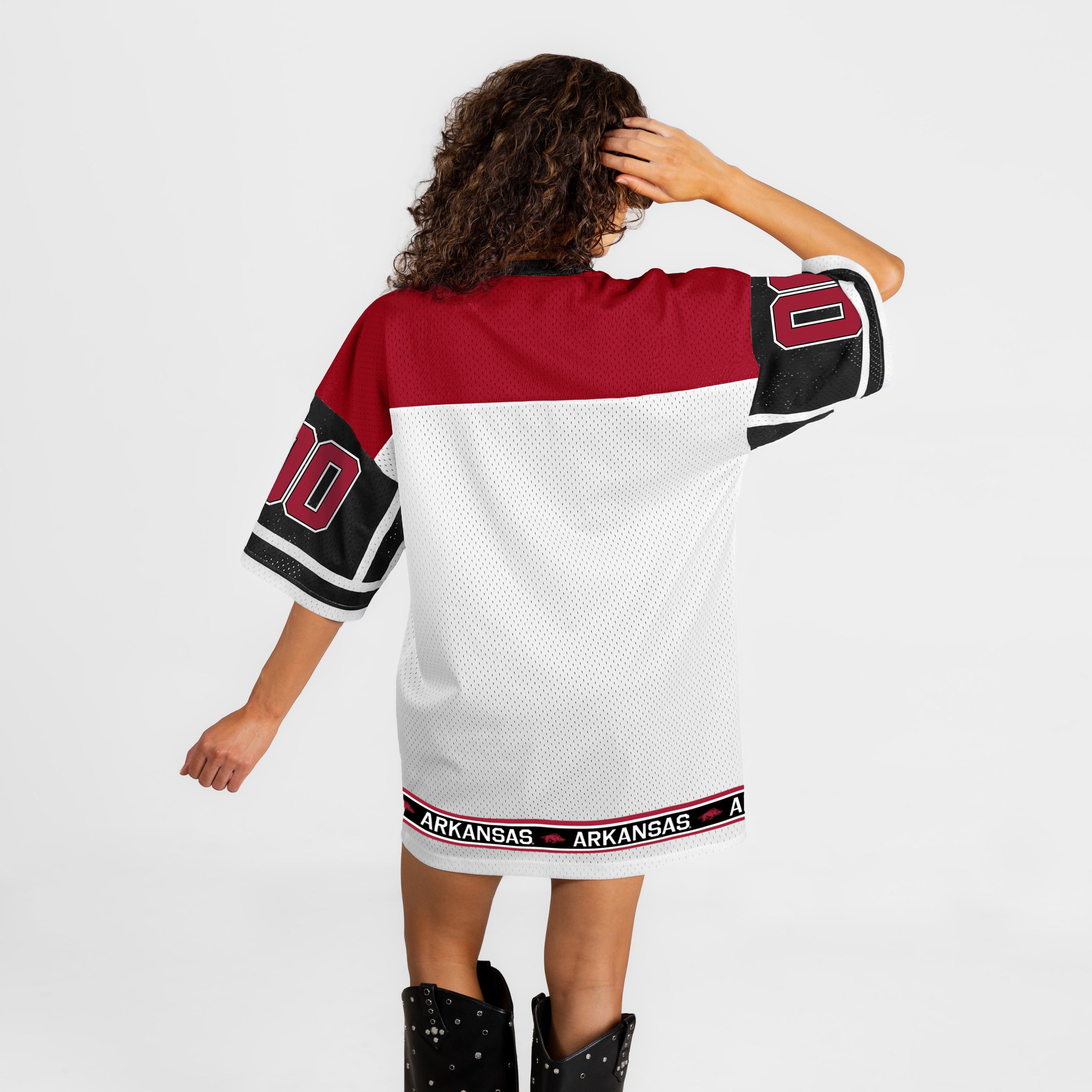 ARKANSAS RAZORBACKS HUSTLE MODE V-NECK FASHION JERSEY DRESS