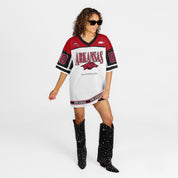 ARKANSAS RAZORBACKS HUSTLE MODE V-NECK FASHION JERSEY DRESS