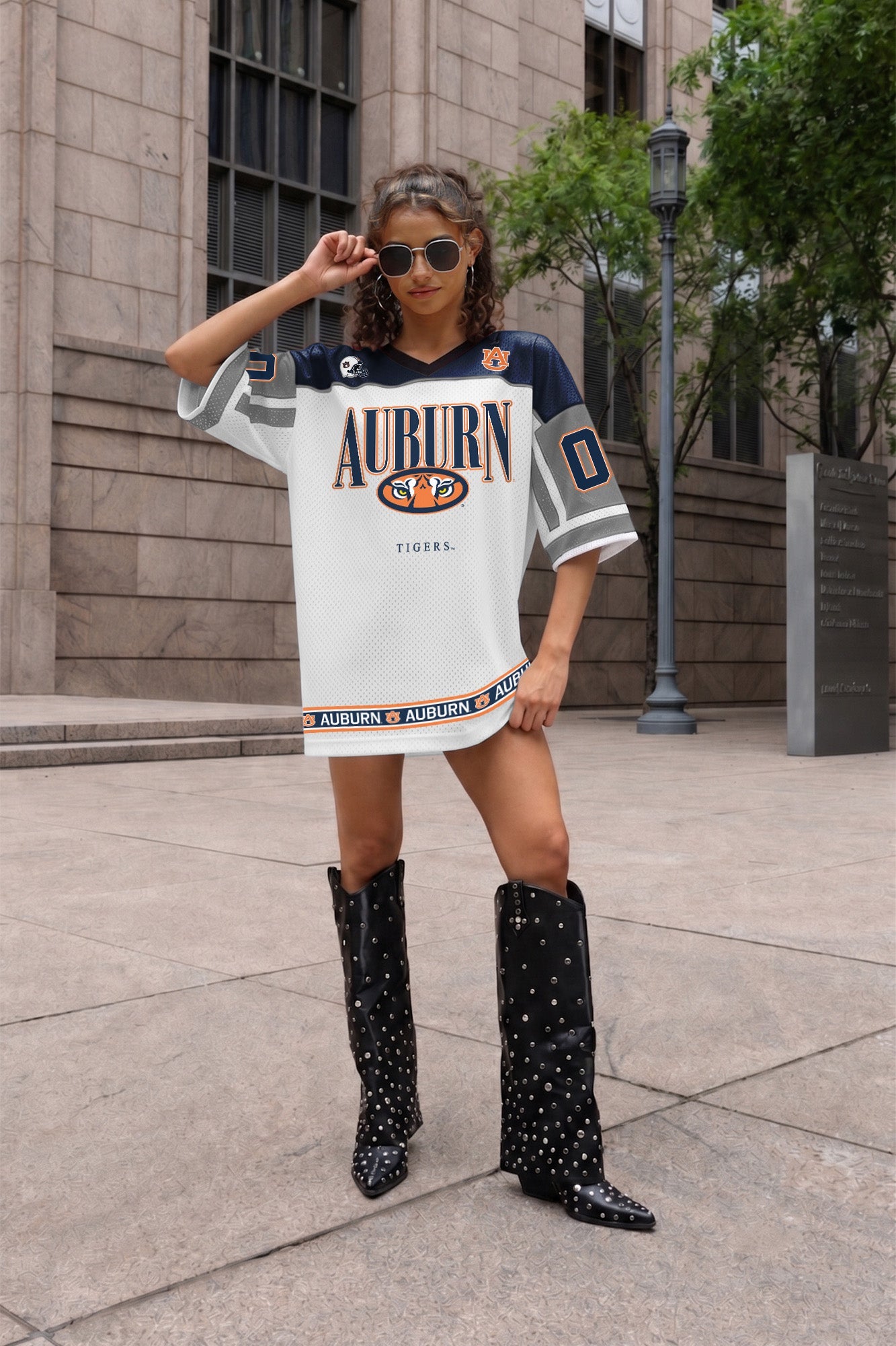 AUBURN TIGERS HUSTLE MODE V-NECK FASHION JERSEY DRESS