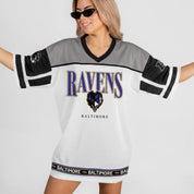 BALTIMORE RAVENS HUSTLE MODE V-NECK FASHION JERSEY DRESS