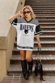 BALTIMORE RAVENS HUSTLE MODE V-NECK FASHION JERSEY DRESS