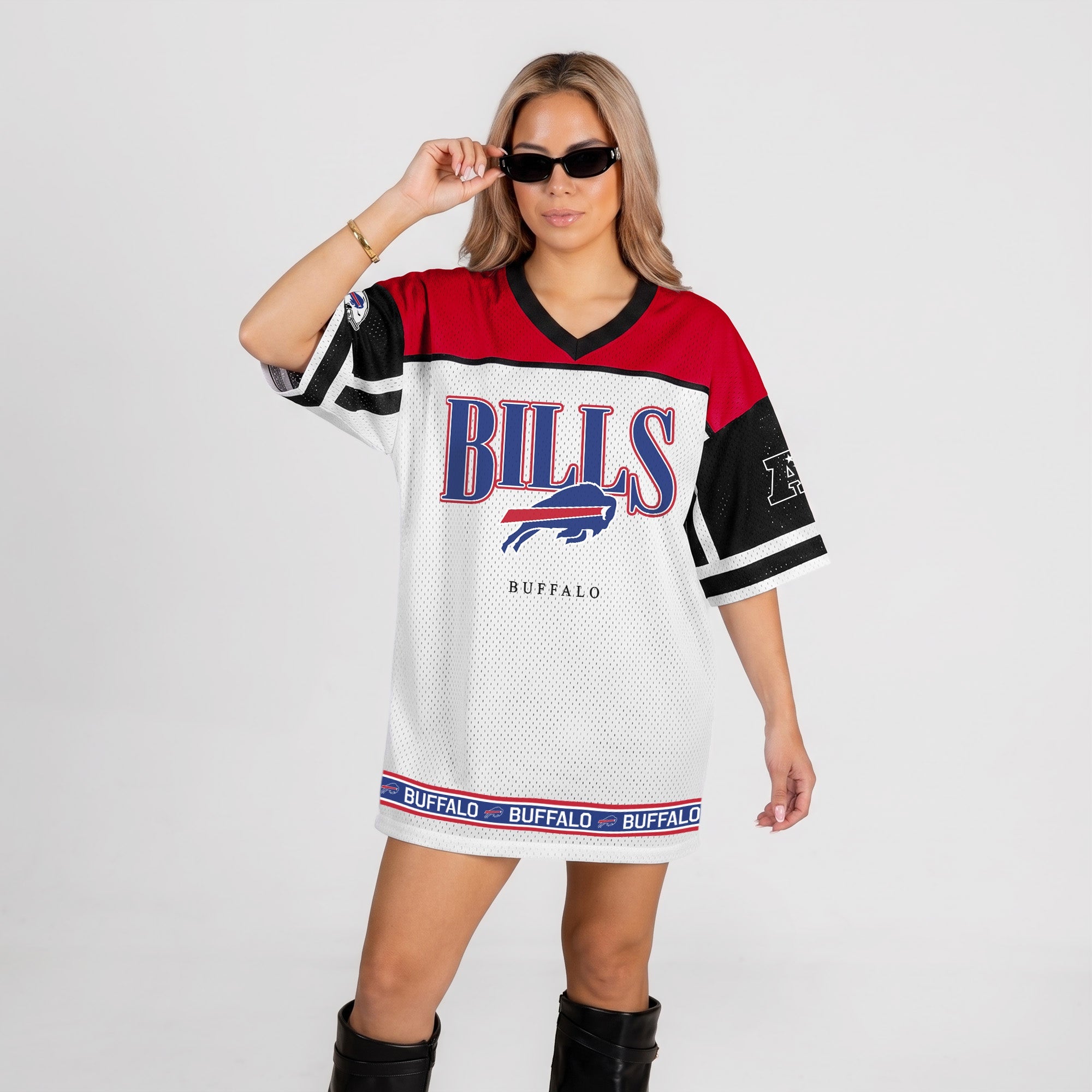 BUFFALO BILLS HUSTLE MODE V-NECK FASHION JERSEY DRESS