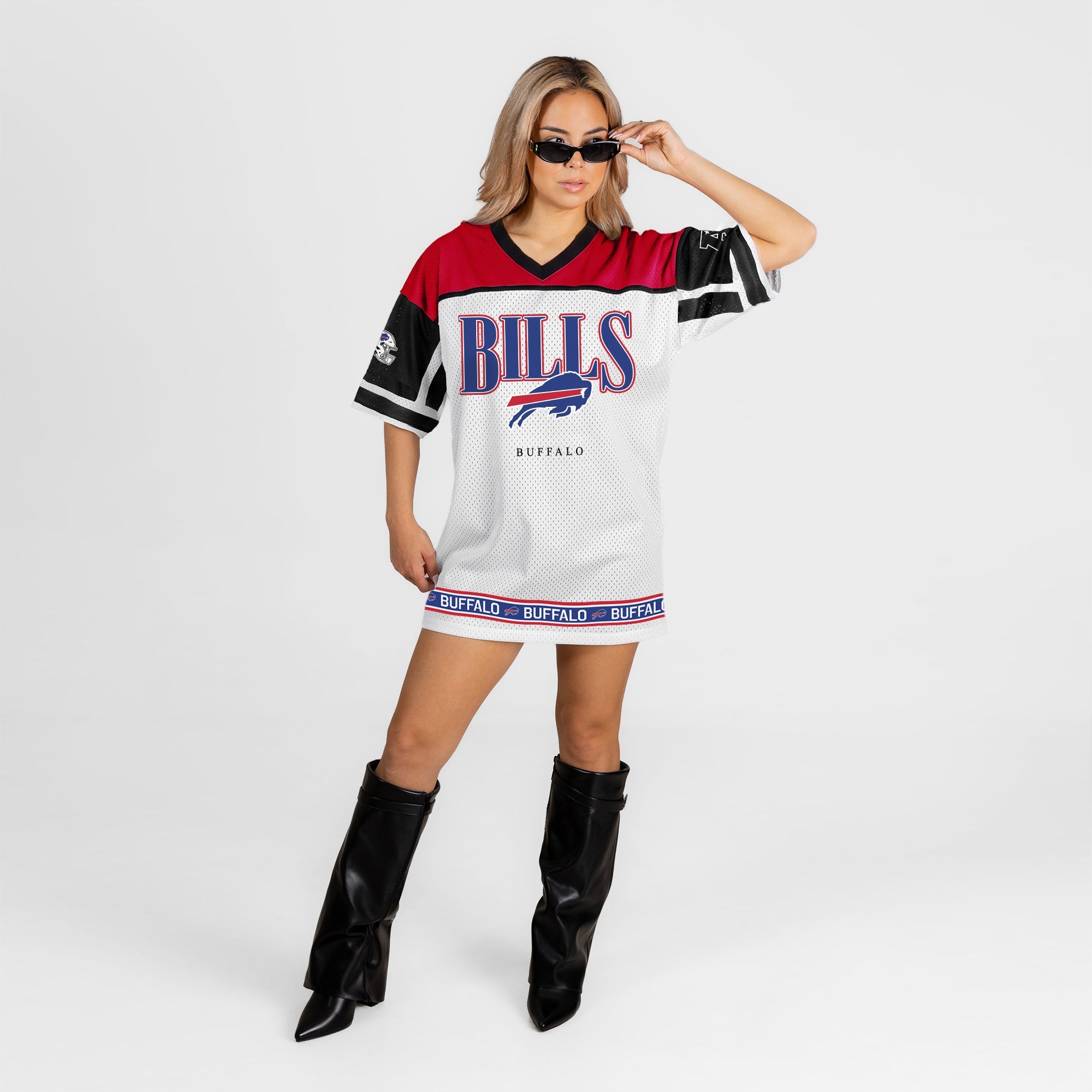 BUFFALO BILLS HUSTLE MODE V-NECK FASHION JERSEY DRESS