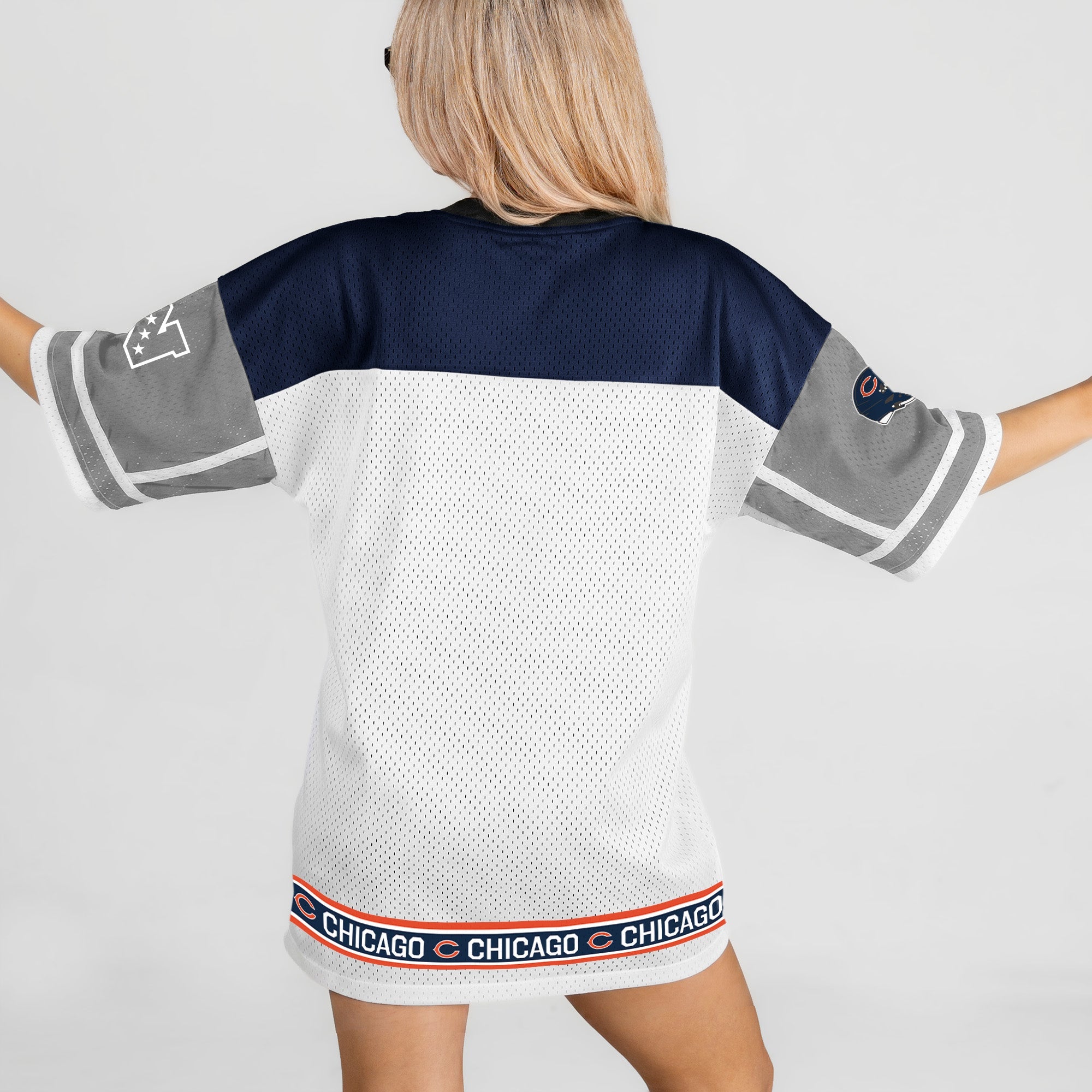 CHICAGO BEARS HUSTLE MODE V-NECK FASHION JERSEY DRESS