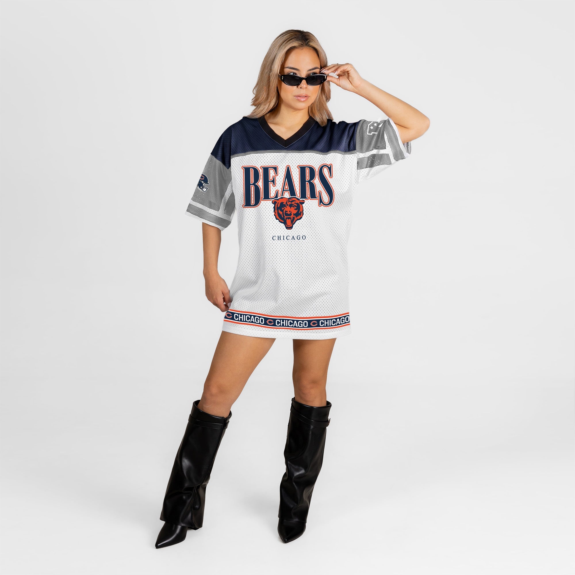 CHICAGO BEARS HUSTLE MODE V-NECK FASHION JERSEY DRESS
