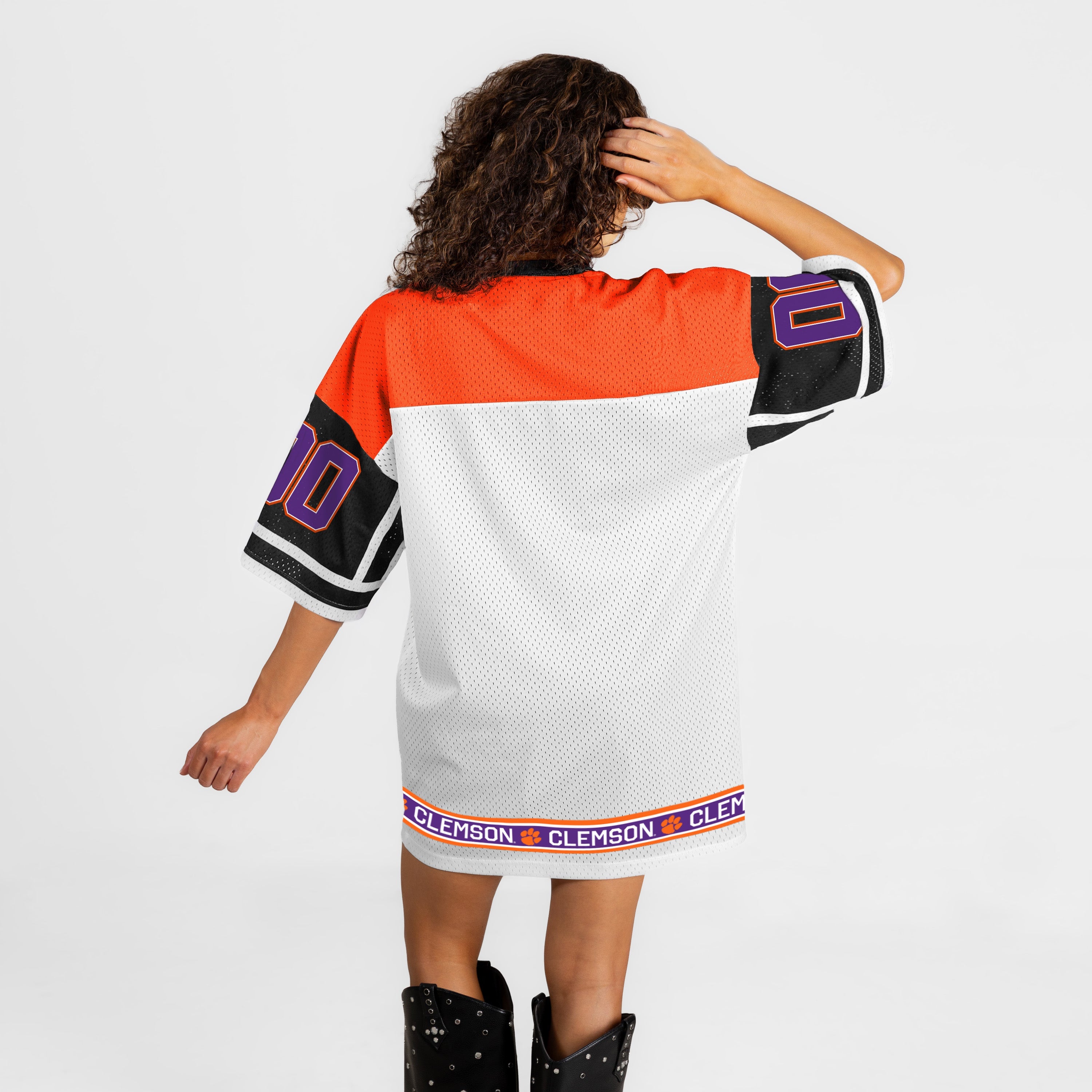 CLEMSON TIGERS HUSTLE MODE V-NECK FASHION JERSEY DRESS