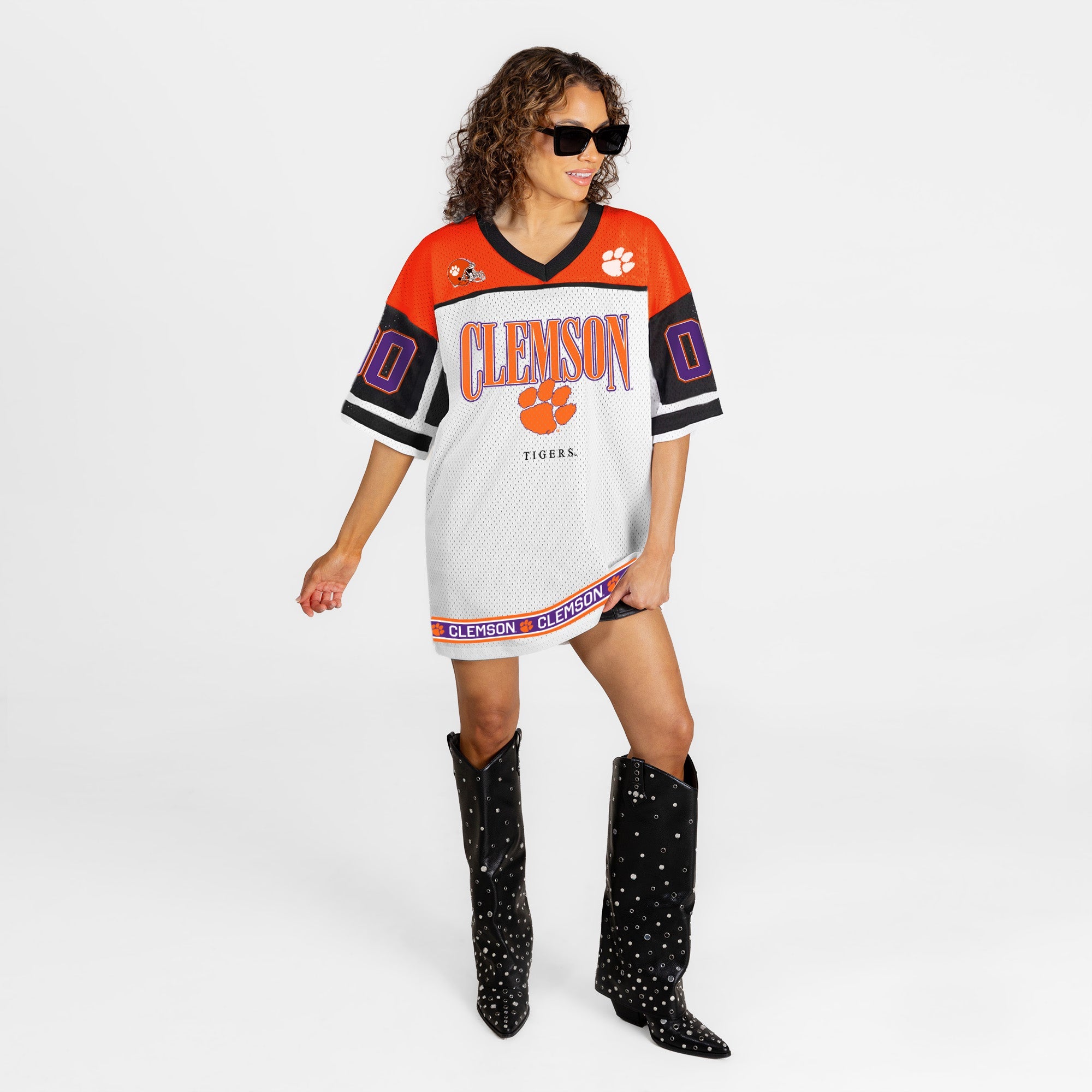 CLEMSON TIGERS HUSTLE MODE V-NECK FASHION JERSEY DRESS
