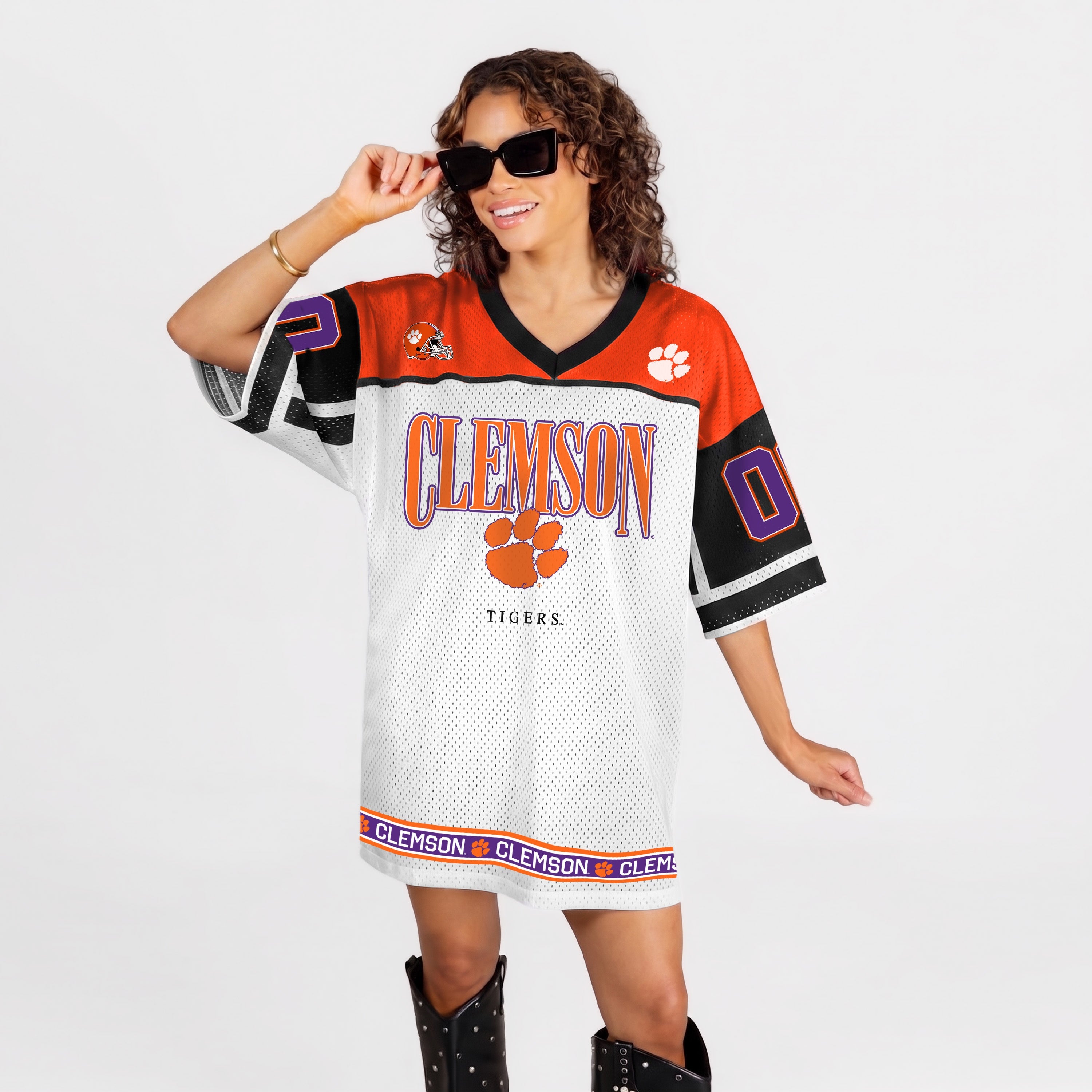 CLEMSON TIGERS HUSTLE MODE V-NECK FASHION JERSEY DRESS