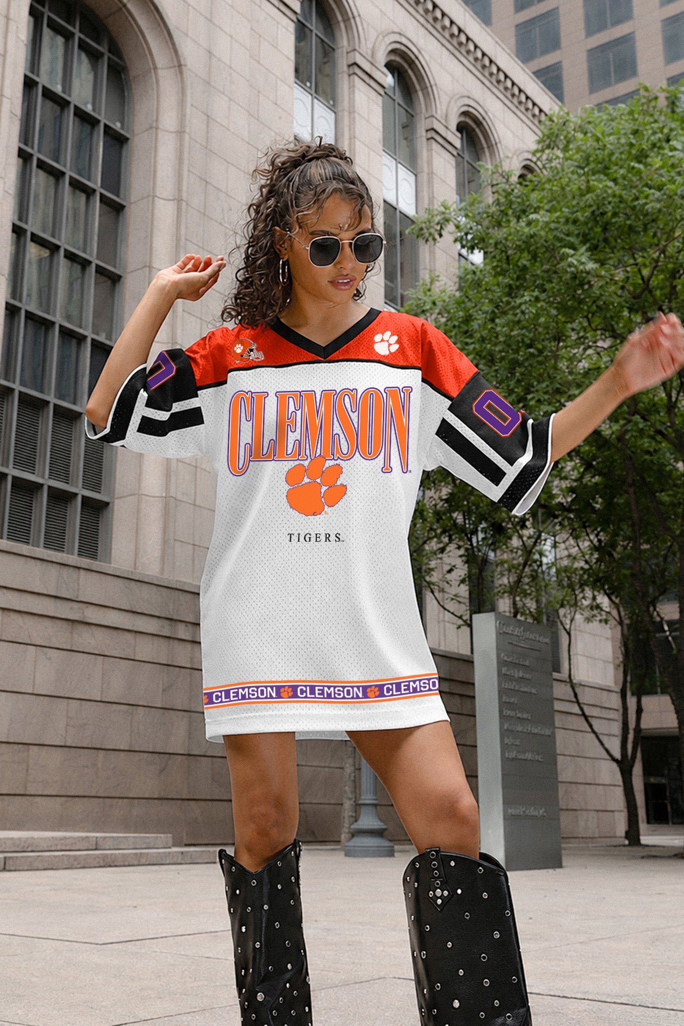CLEMSON TIGERS HUSTLE MODE V-NECK FASHION JERSEY DRESS