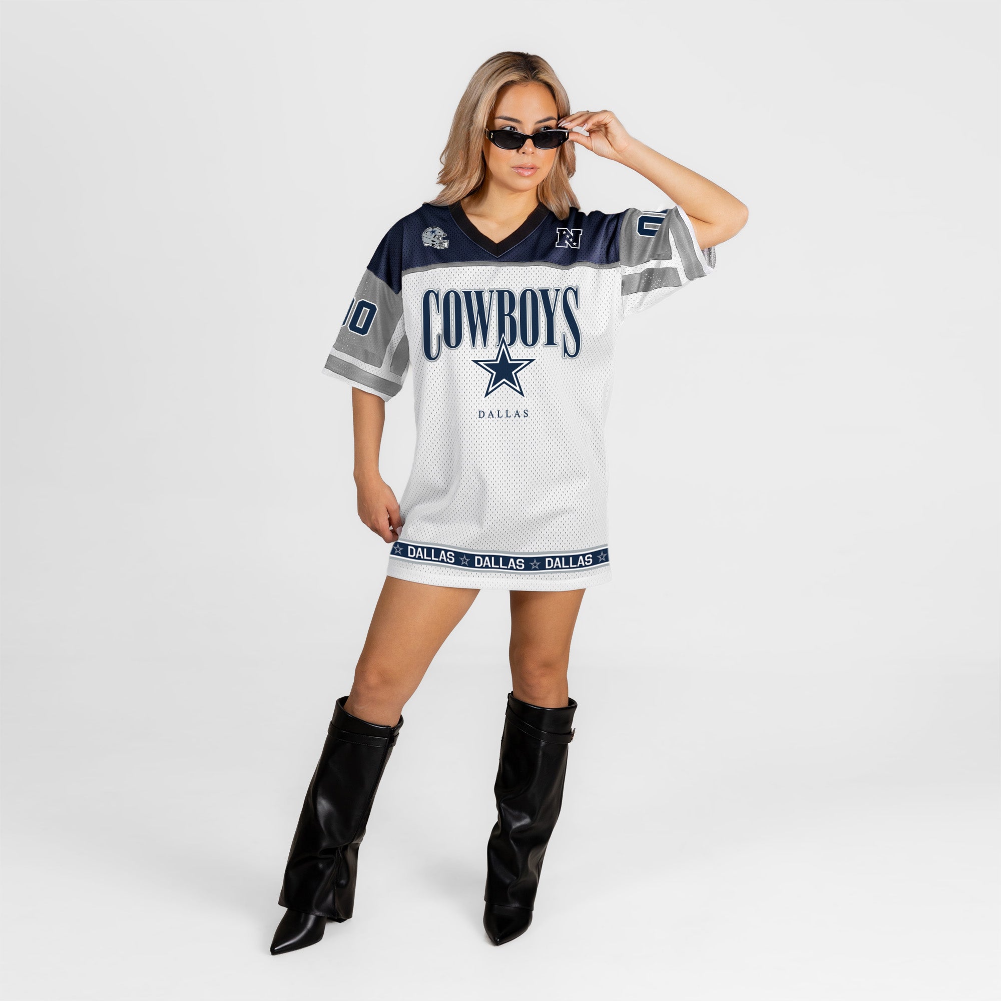 DALLAS COWBOYS HUSTLE MODE V-NECK FASHION JERSEY DRESS