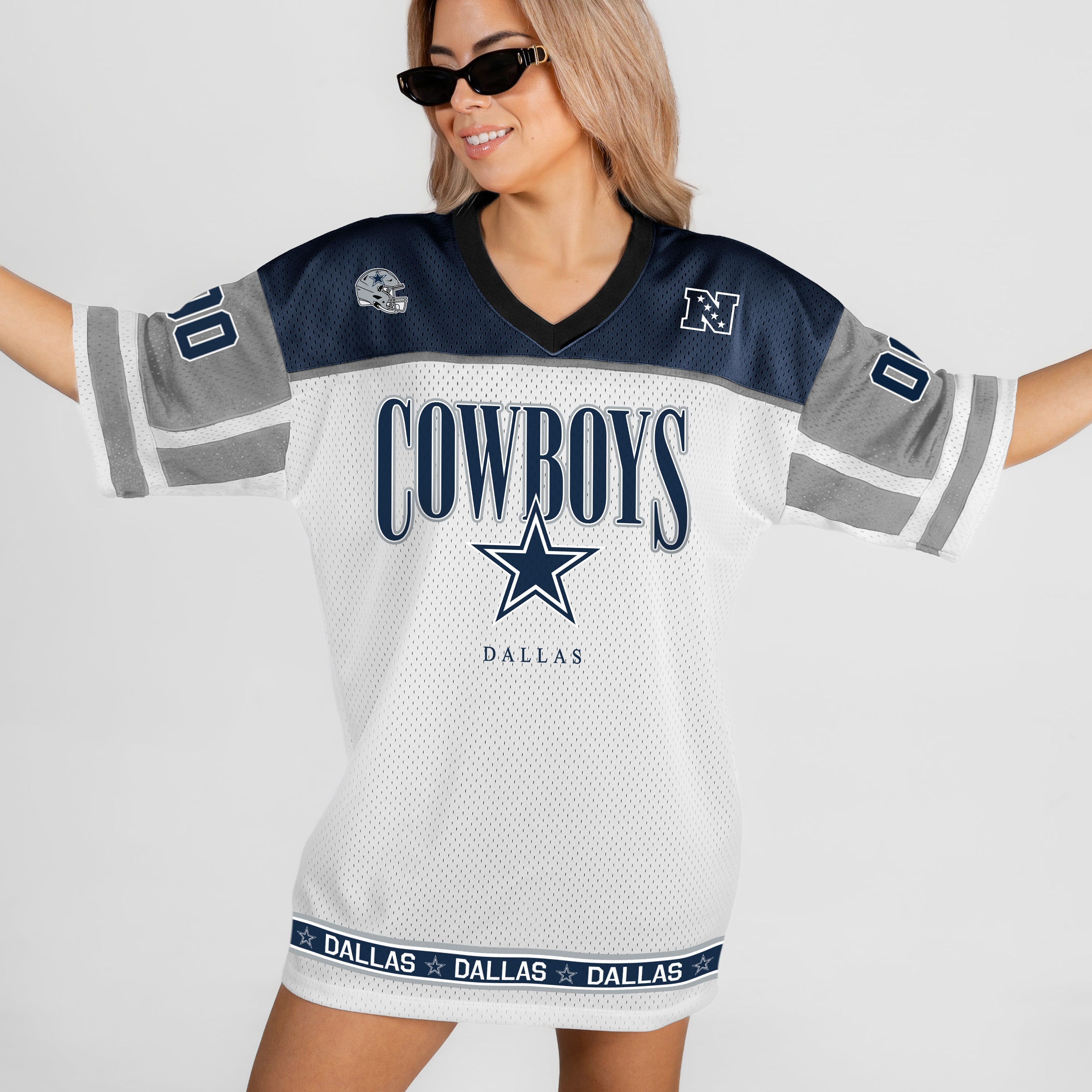 DALLAS COWBOYS HUSTLE MODE V-NECK FASHION JERSEY DRESS
