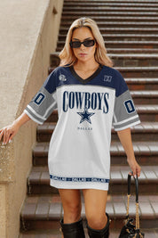 DALLAS COWBOYS HUSTLE MODE V-NECK FASHION JERSEY DRESS