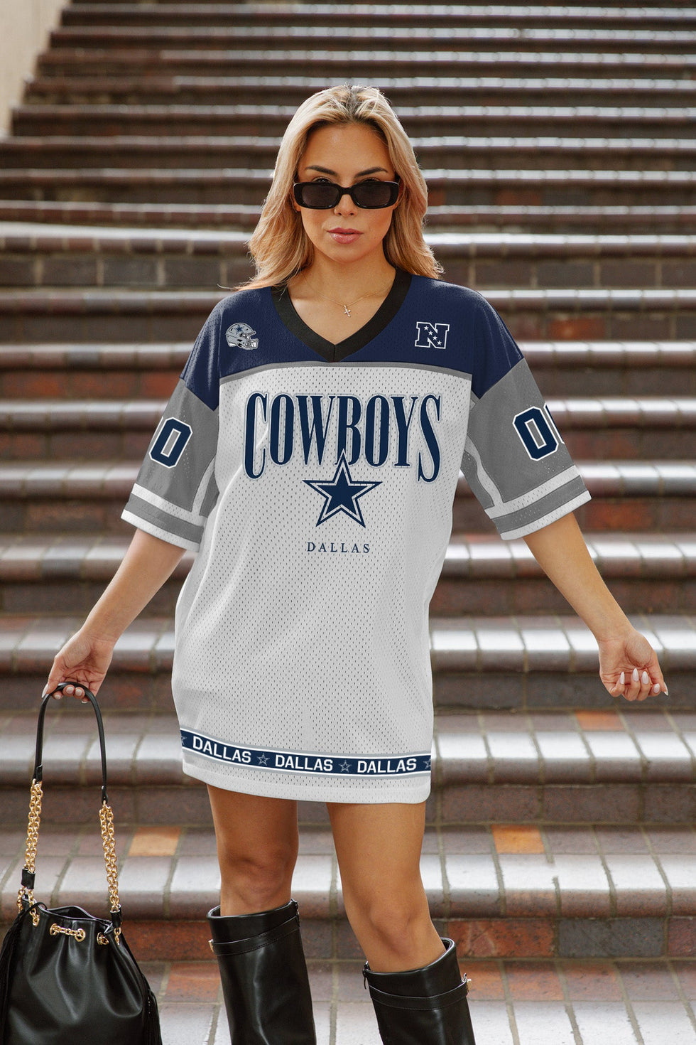 Women's Dallas Cowboys Hustle Mode V-Neck Fashion Dress – Gameday Couture