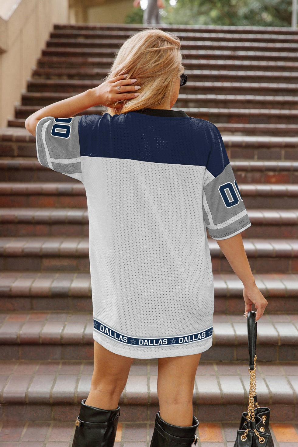 Women's Dallas Cowboys Hustle Mode V-Neck Fashion Dress
