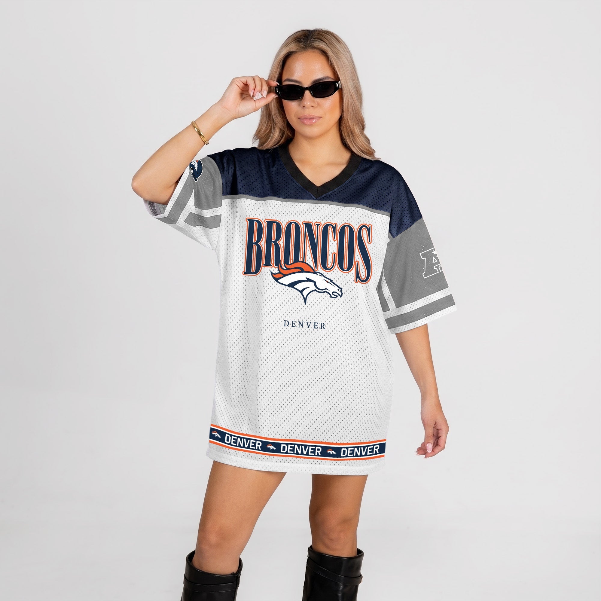DENVER BRONCOS HUSTLE MODE V-NECK FASHION JERSEY DRESS