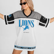 DETROIT LIONS HUSTLE MODE V-NECK FASHION JERSEY DRESS