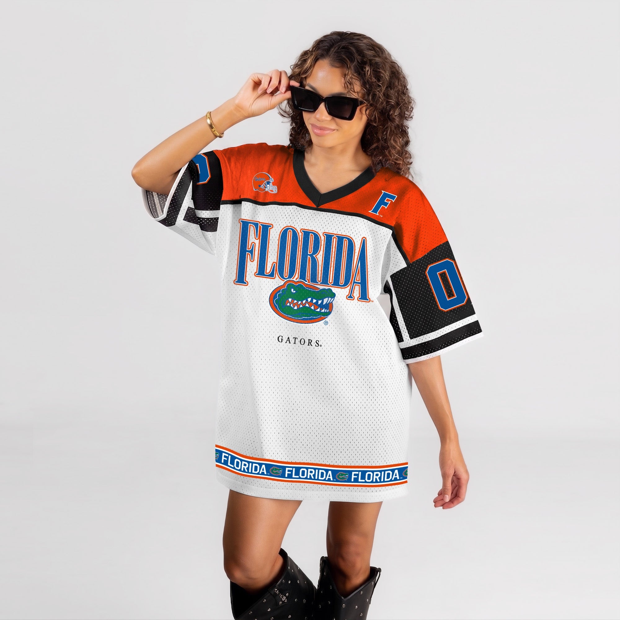 FLORIDA GATORS HUSTLE MODE V-NECK FASHION JERSEY DRESS