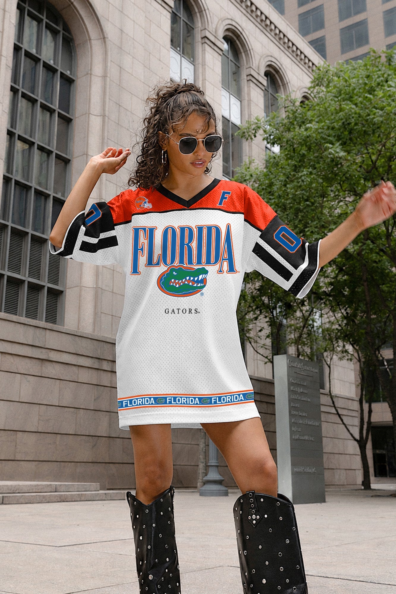 FLORIDA GATORS HUSTLE MODE V-NECK FASHION JERSEY DRESS
