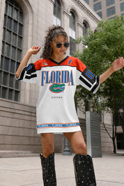 FLORIDA GATORS HUSTLE MODE V-NECK FASHION JERSEY DRESS