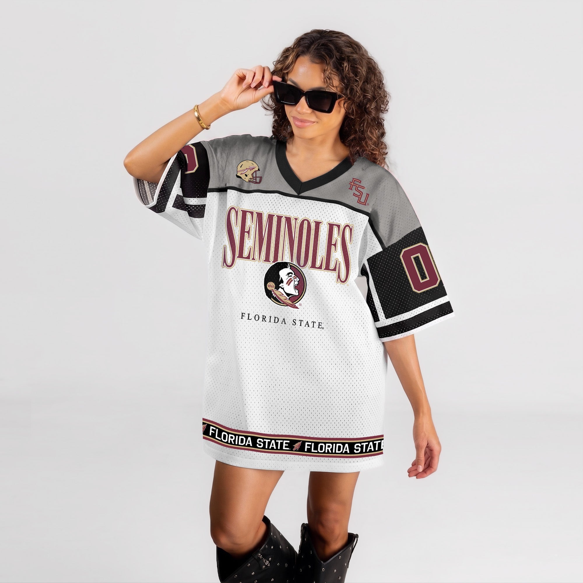 FLORIDA STATE SEMINOLES HUSTLE MODE V-NECK FASHION JERSEY DRESS