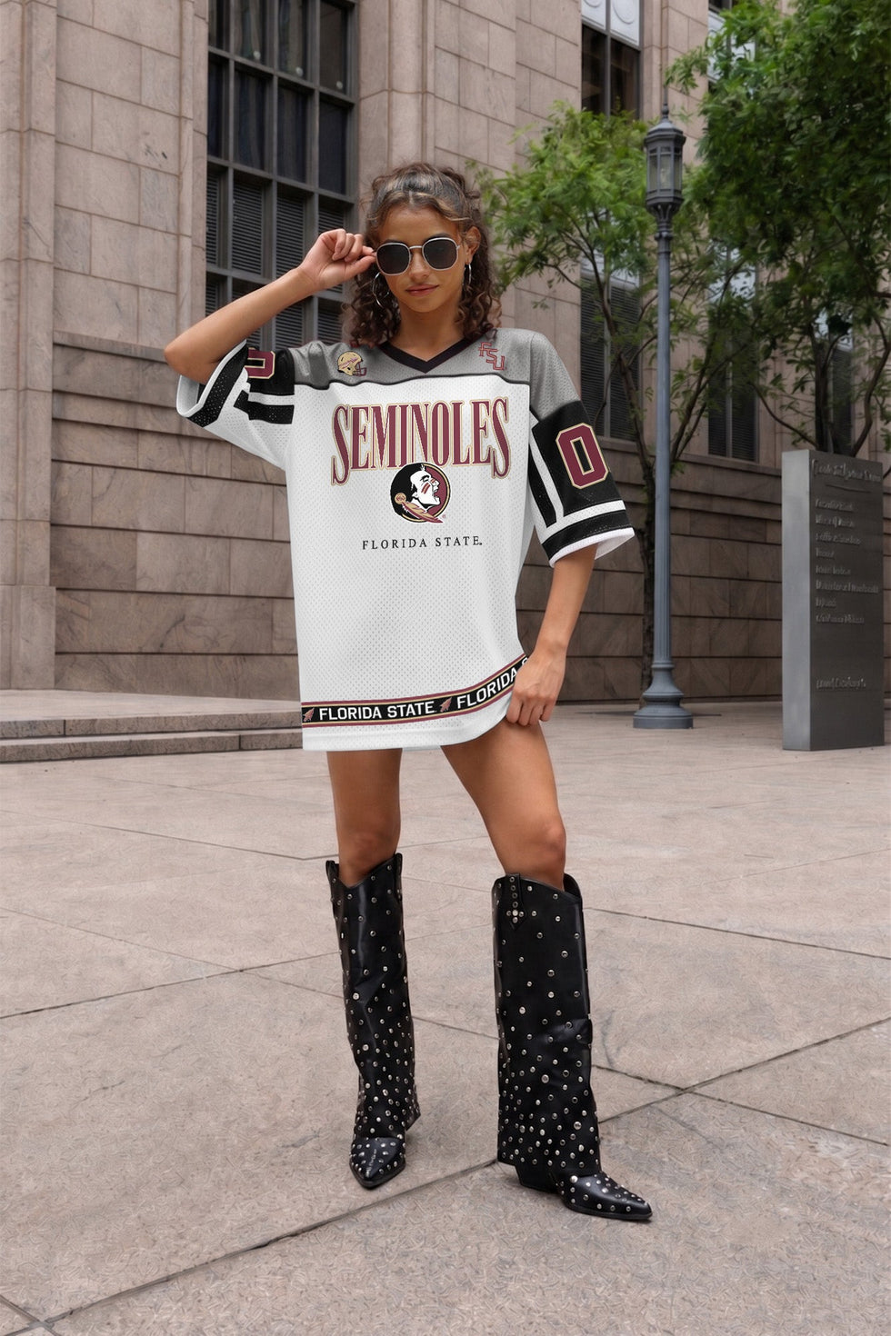 retro jersey dress Women's Florida State Seminoles Hustle Mode V-neck Fashion Finished with a V Coat Size:10 R BRIDAL SET Black Fancy Dresses For