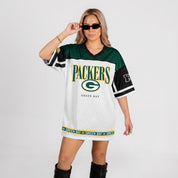 GREEN BAY PACKERS HUSTLE MODE V-NECK FASHION JERSEY DRESS