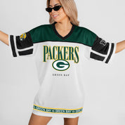 GREEN BAY PACKERS HUSTLE MODE V-NECK FASHION JERSEY DRESS