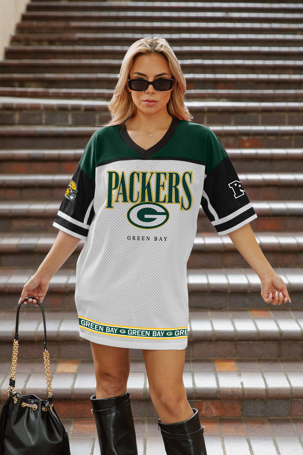 packers jersey dress Women's Green Bay Hustle Mode V-Neck Fashion – Gameday Couture this vintage Men's Boots Size:4X/5X Formal Dresses Dress Resale