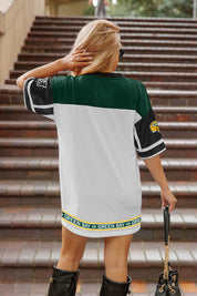 GREEN BAY PACKERS HUSTLE MODE V-NECK FASHION JERSEY DRESS