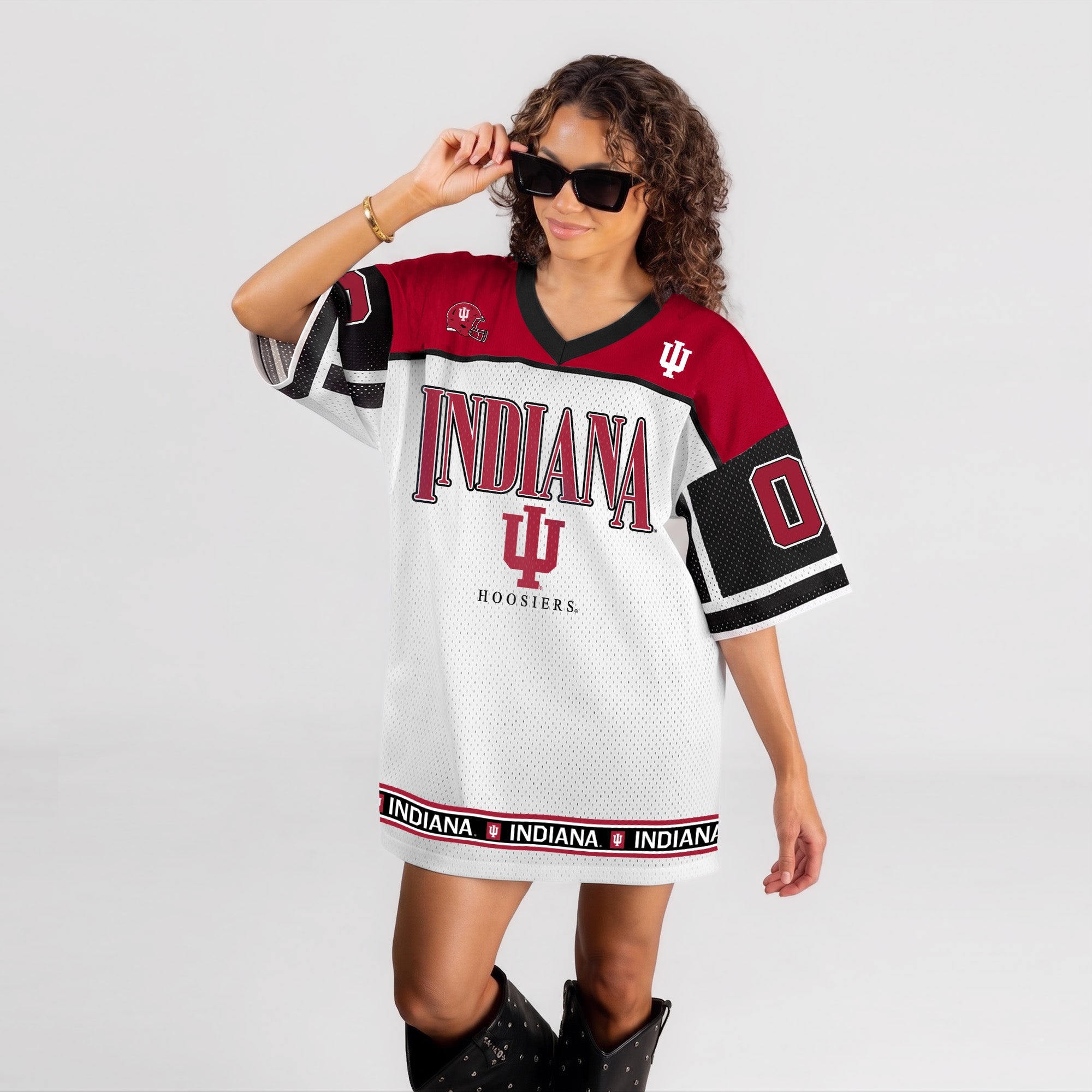 INDIANA HOOSIERS HUSTLE MODE V-NECK FASHION JERSEY DRESS
