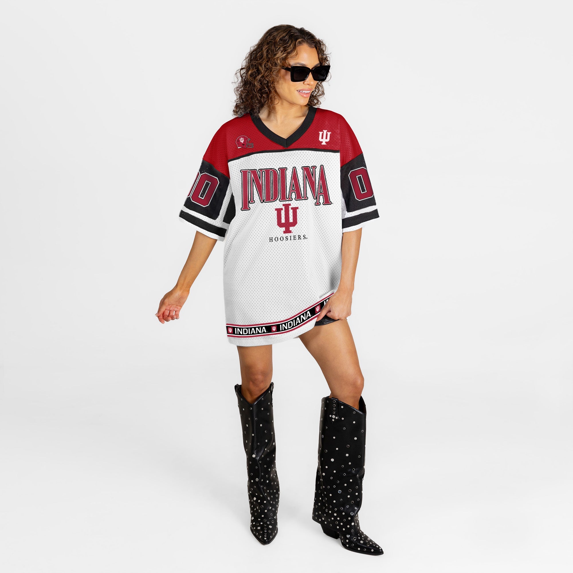 INDIANA HOOSIERS HUSTLE MODE V-NECK FASHION JERSEY DRESS