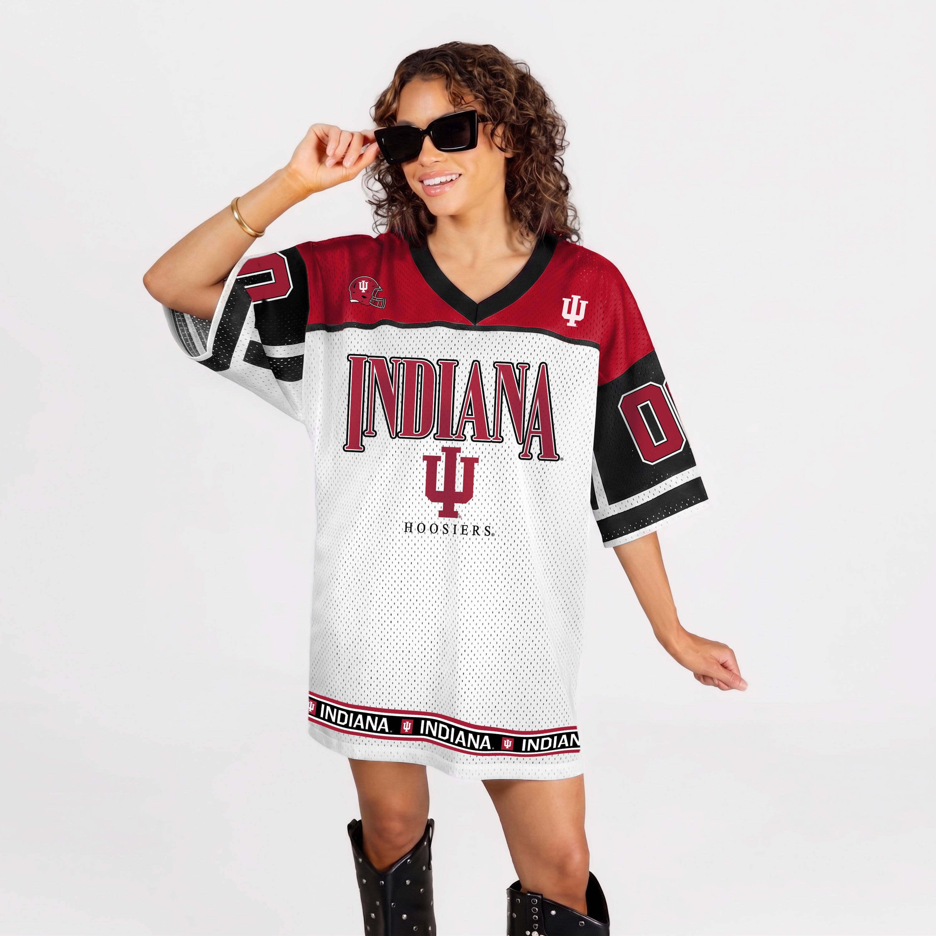 INDIANA HOOSIERS HUSTLE MODE V-NECK FASHION JERSEY DRESS