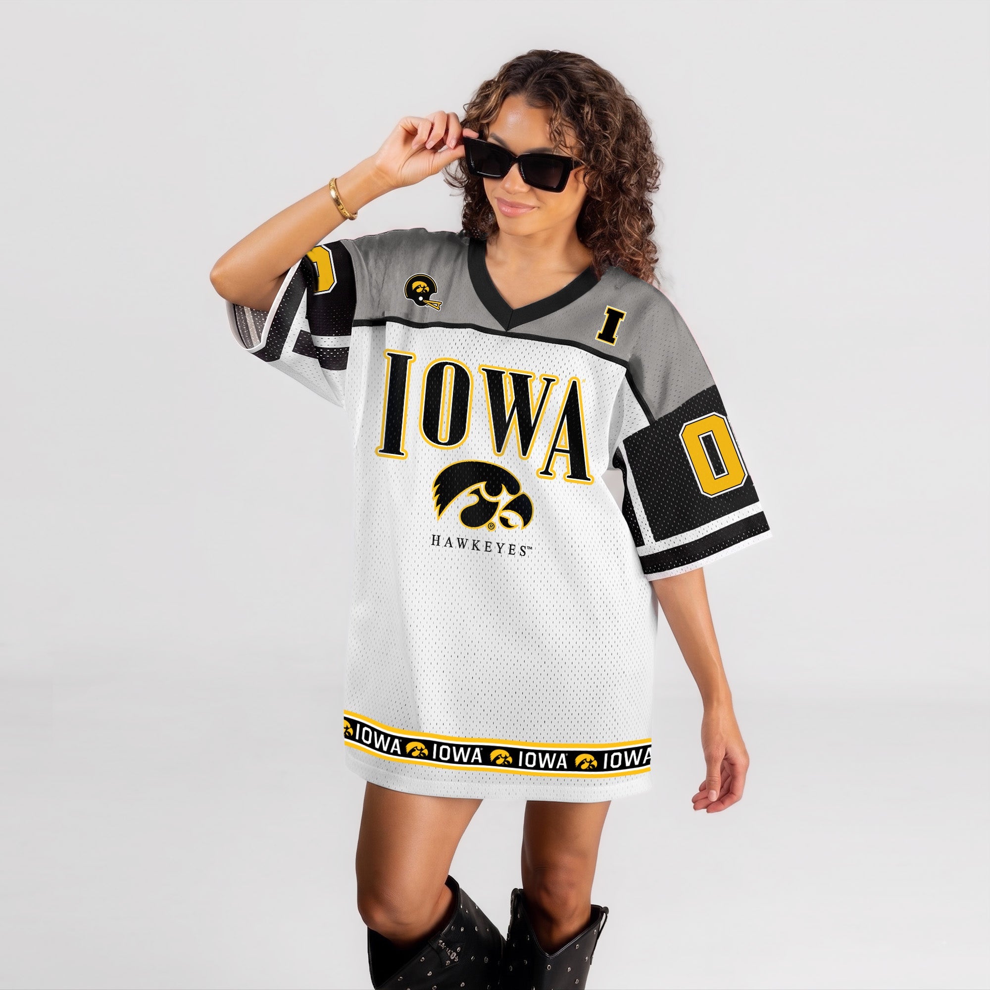 IOWA HAWKEYES HUSTLE MODE V-NECK FASHION JERSEY DRESS