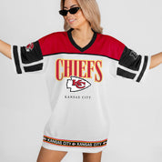 KANSAS CITY CHIEFS HUSTLE MODE V-NECK FASHION JERSEY DRESS