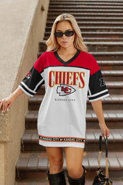 KANSAS CITY CHIEFS HUSTLE MODE V-NECK FASHION JERSEY DRESS