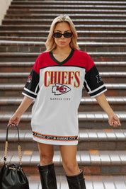 KANSAS CITY CHIEFS HUSTLE MODE V-NECK FASHION JERSEY DRESS