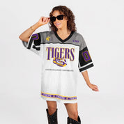 LSU TIGERS HUSTLE MODE V-NECK FASHION JERSEY DRESS
