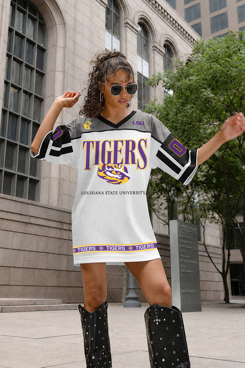 Women's Lsu Tigers Hustle Mode V-neck Fashion Jersey Dress
