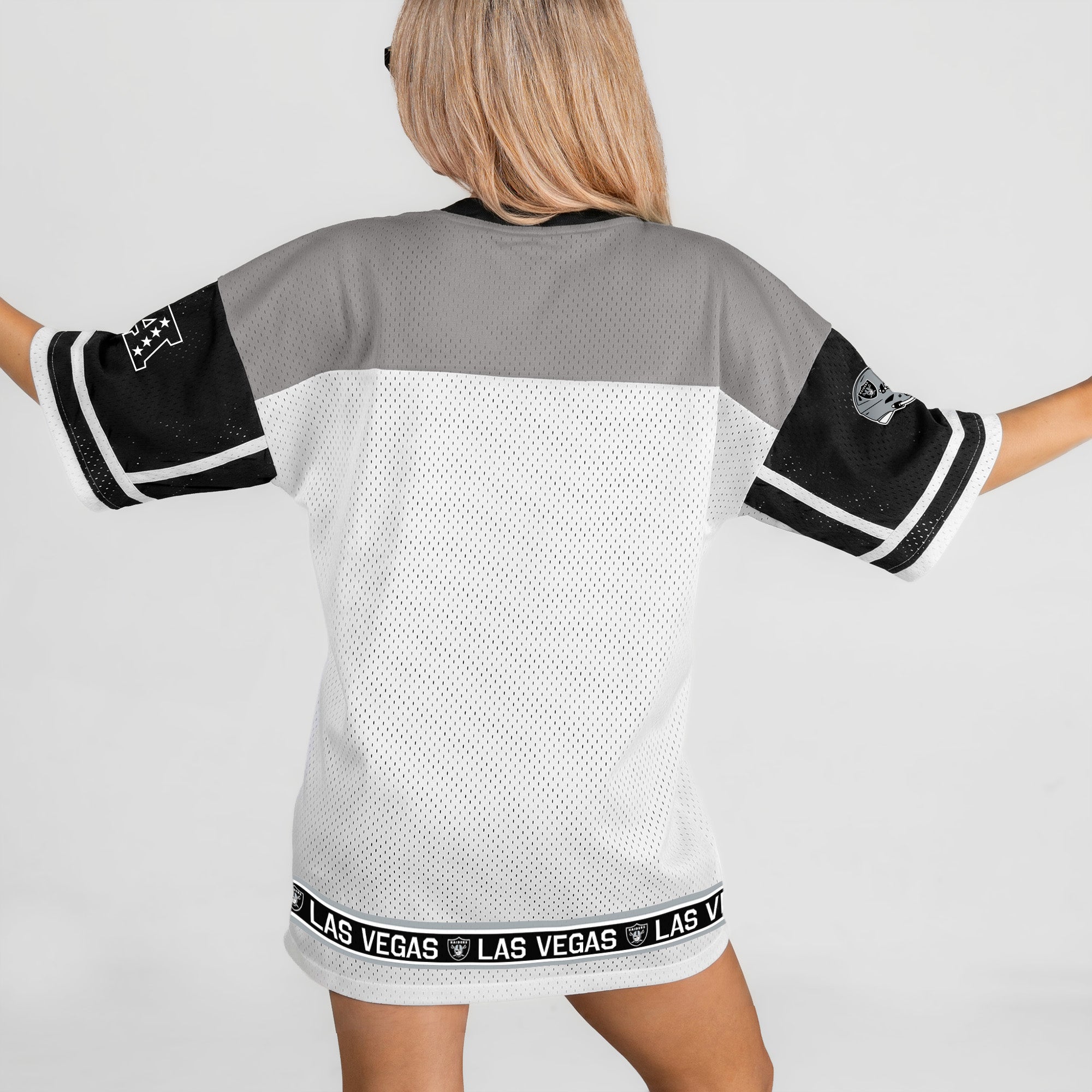 LAS VEGAS RAIDERS HUSTLE MODE V-NECK FASHION JERSEY DRESS